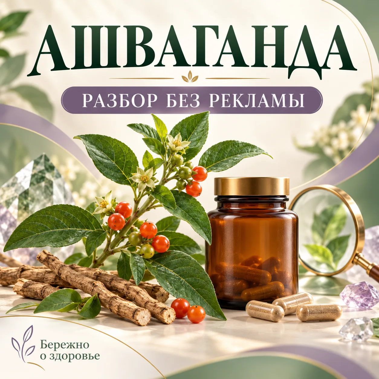 🌿 АШВАГАНДА ОТ СТРЕССА, БЕССОННИЦЫ И «КОРТИЗОЛОВОГО ЖИВОТА»: РАБОТАЕТ ИЛИ НЕТ?