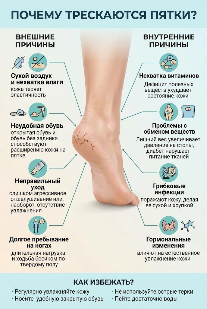 🦶 Почему трескаются пятки: 8 причин, о которых стоит знать