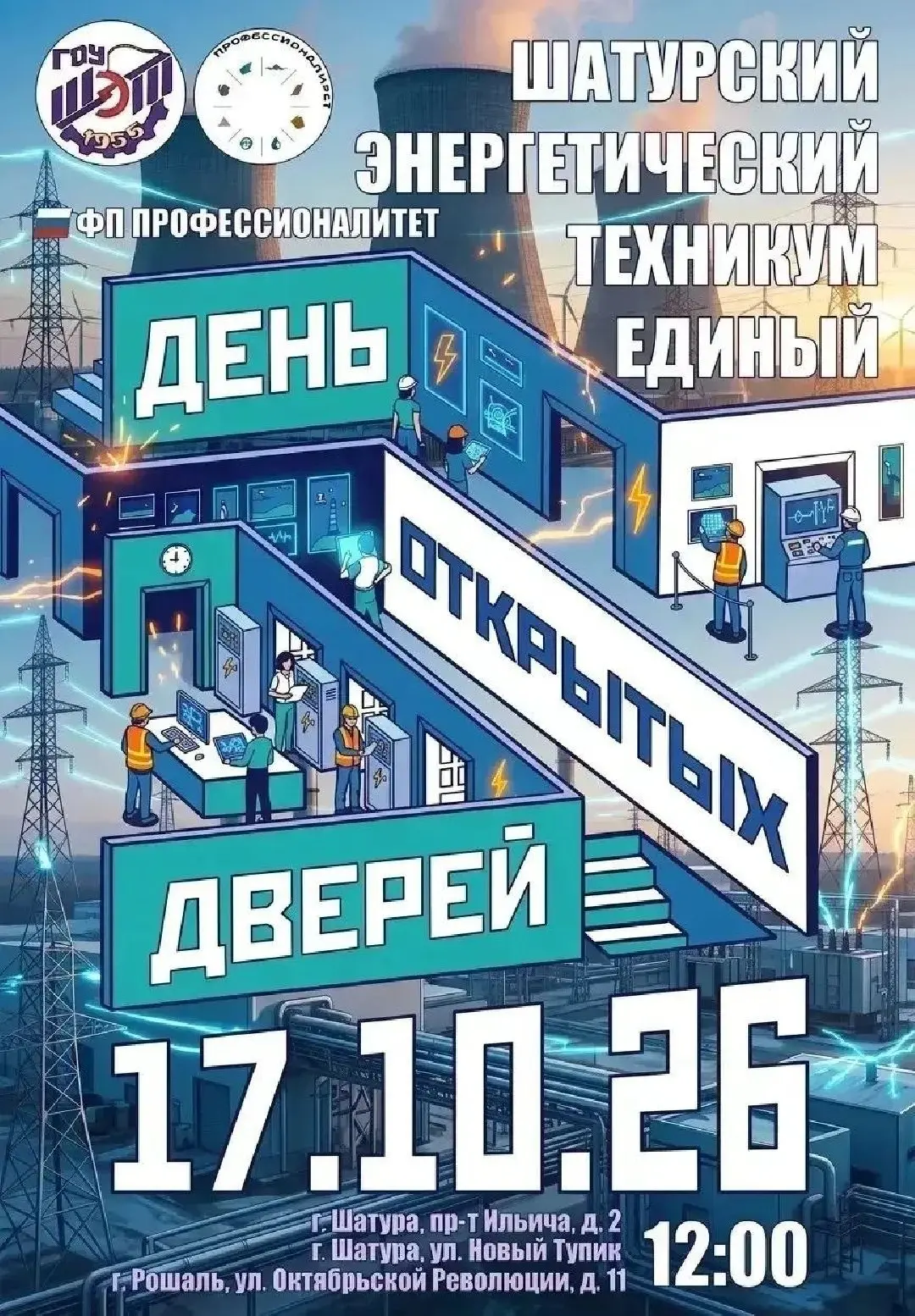 17 октября в 12:00 Шатурский энергетический техникум открывает свои двери для школьнико...