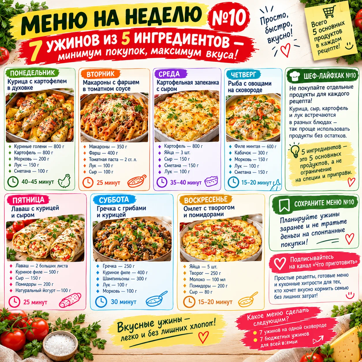 💰 МЕНЮ НА НЕДЕЛЮ №10