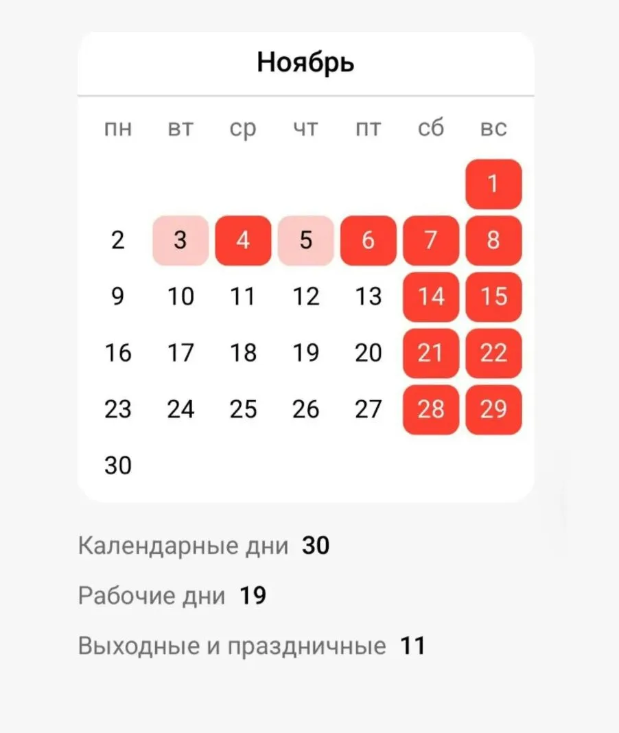 📰В ноябре жителей Татарстана ждёт 11 выходных дней