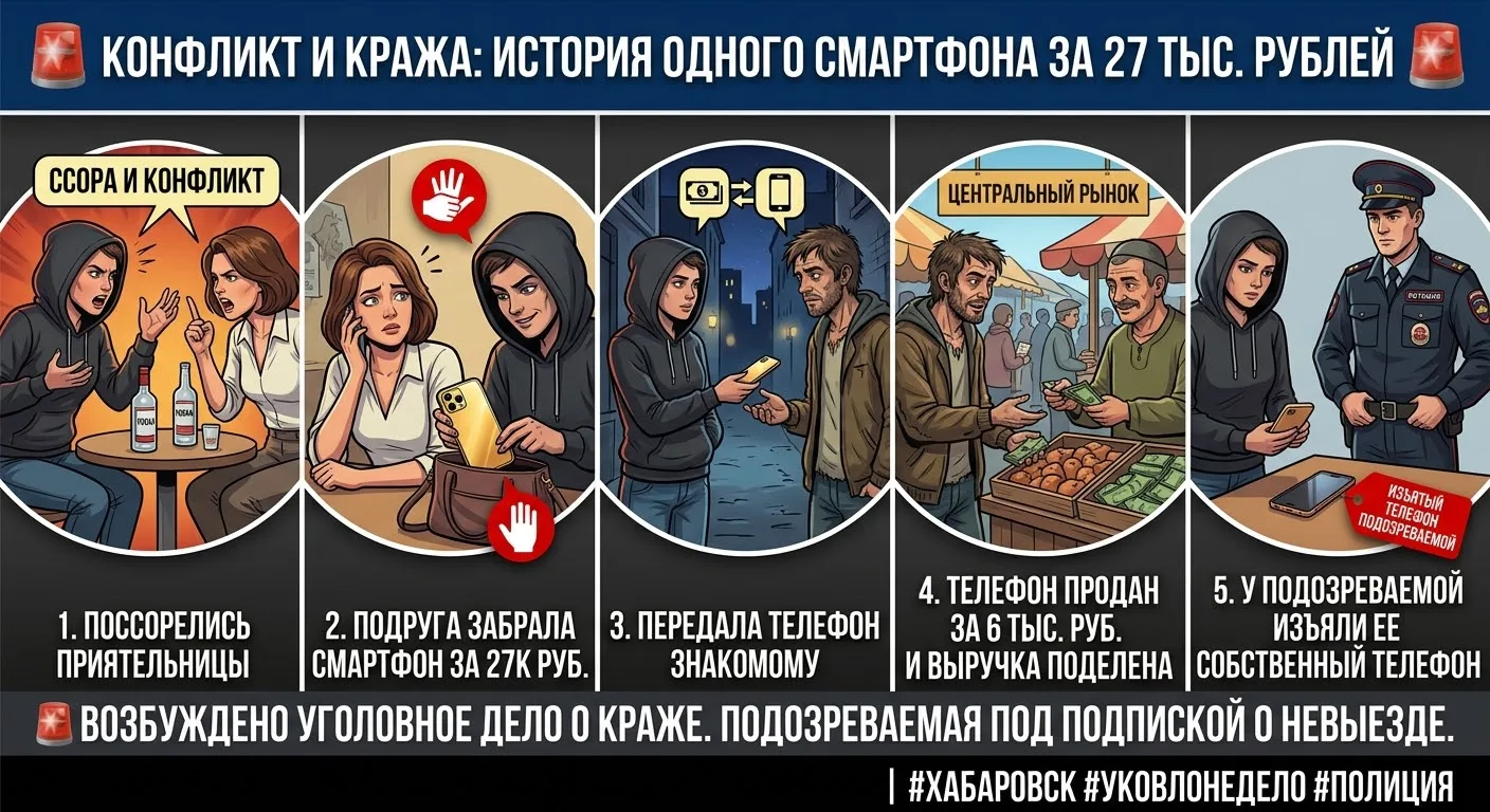 📱 Поссорилась с подругой и украла смартфон за 27 тысяч рублей