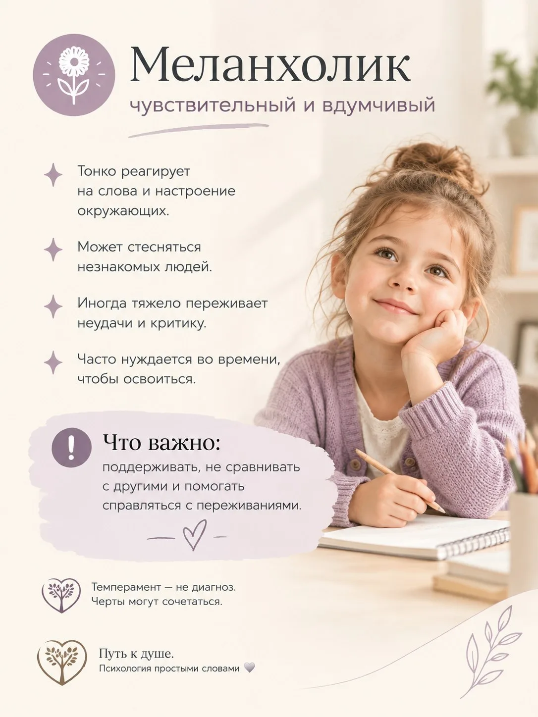 🤍 Меланхолик — чувствительный и вдумчивый