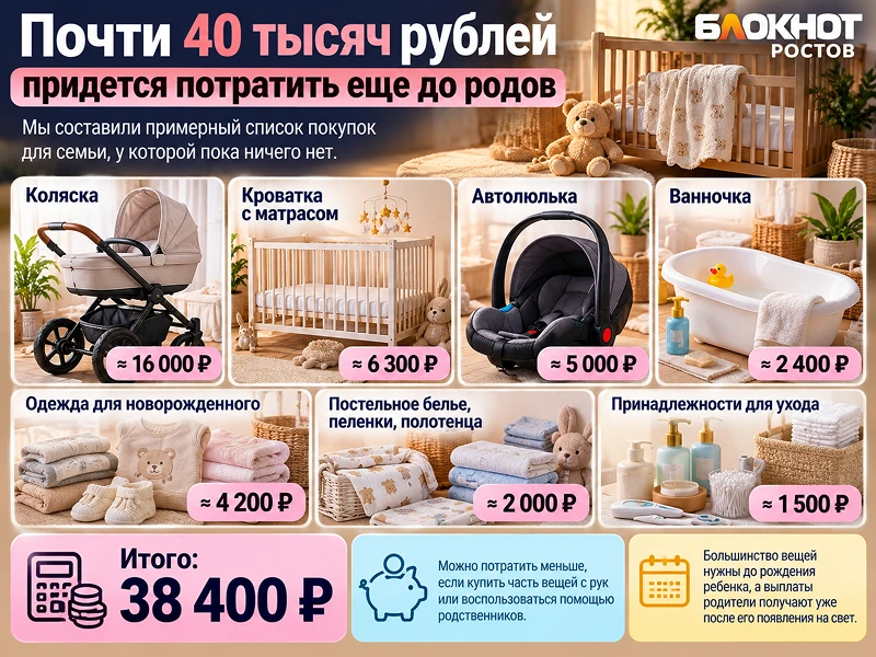 До 186 тысяч рублей за первый год: сколько стоит вырастить младенца в Ростовской области