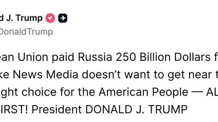 ‼️🇪🇺🇷🇺Евросоюз спонсирует войну России против Украины — Трамп