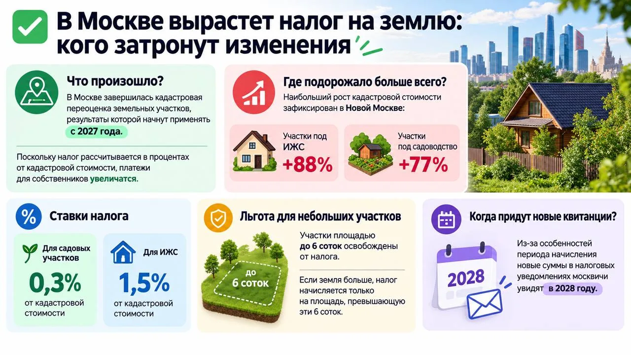 ℹ️ В Москве вырастет налог на землю: кого затронут изменения