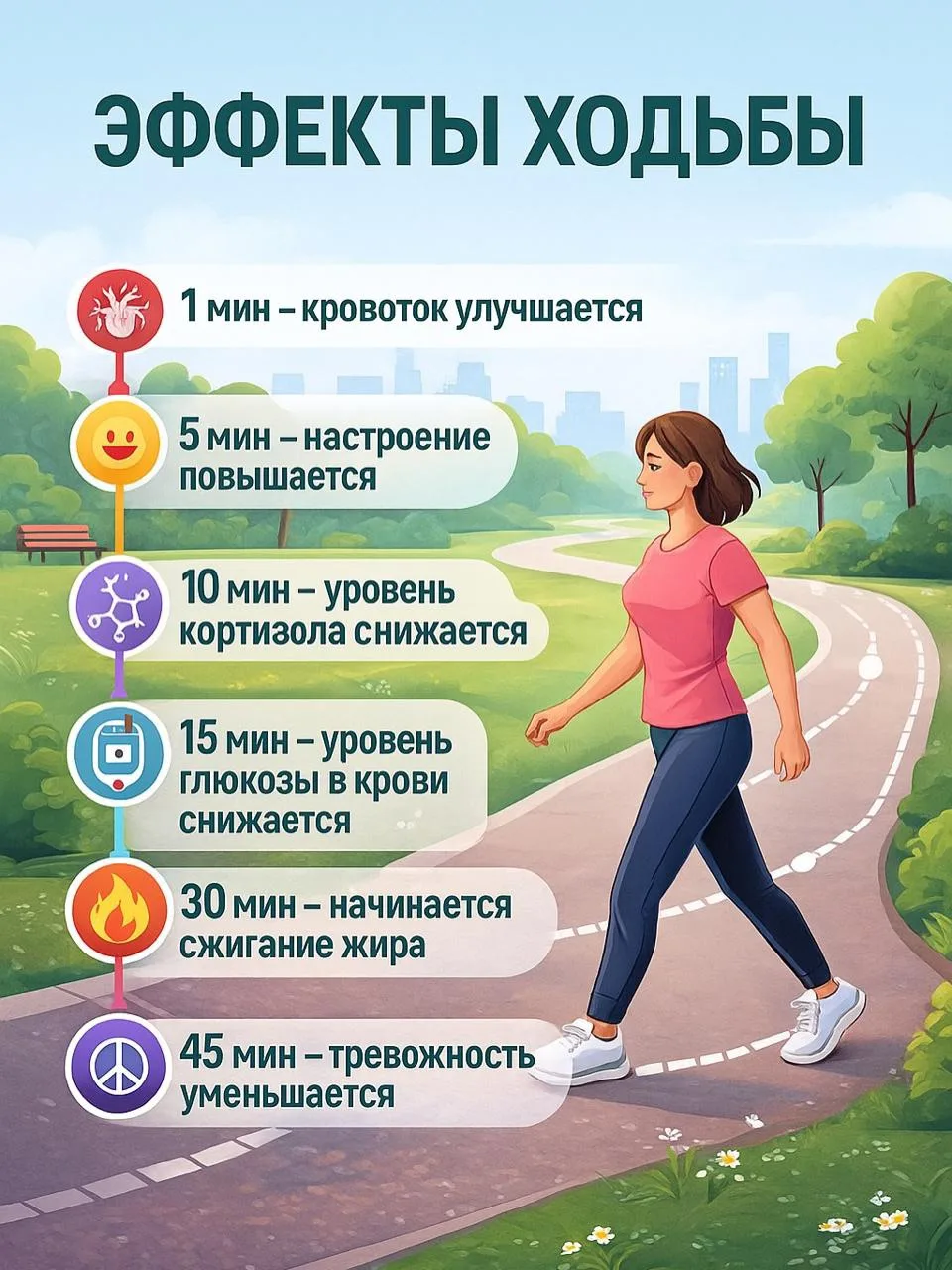 🚶‍♀️ Прогулка после еды — полезная привычка