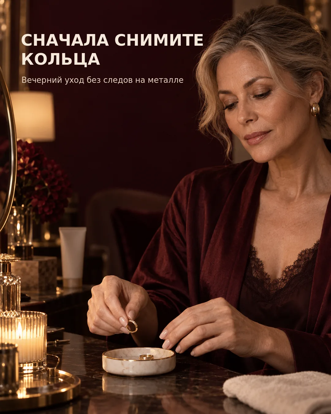 Крем для рук остаётся под кольцами и на металле? Начните вечерний уход не с новой порци...