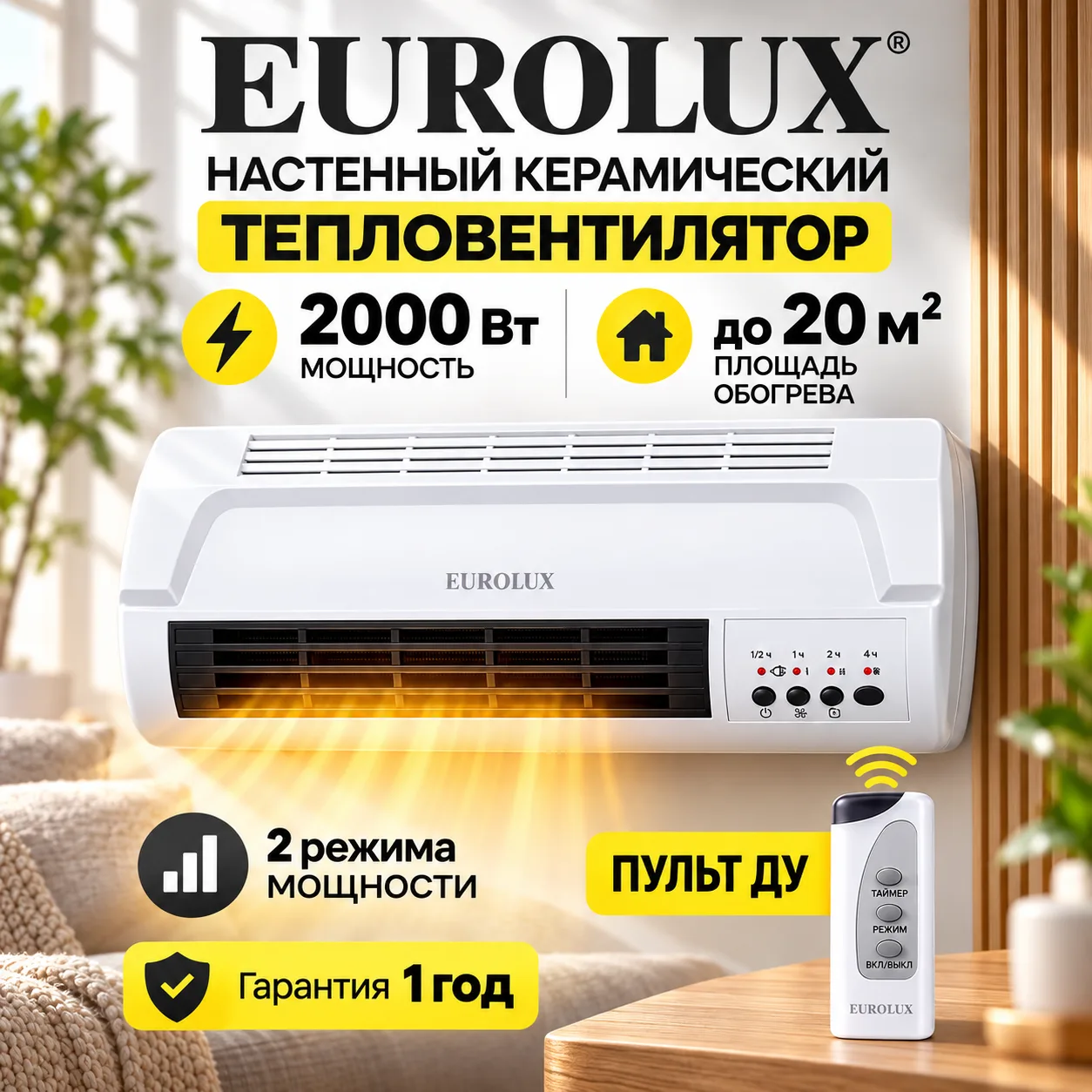 Тепловентилятор настенный керамический