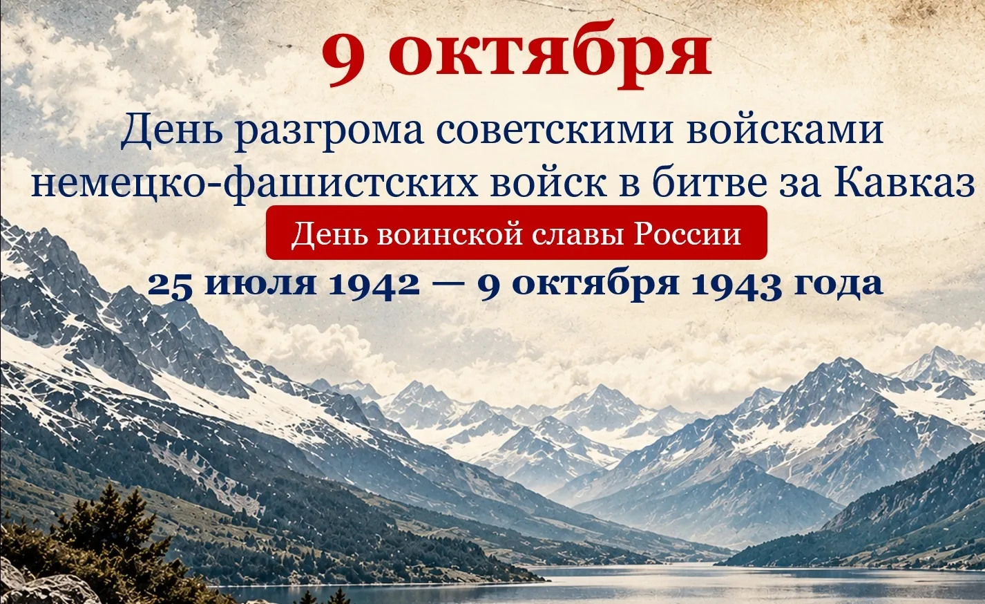 9 октября - День разгрома советскими войсками немецко-фашистских войск в битве за Кавказ