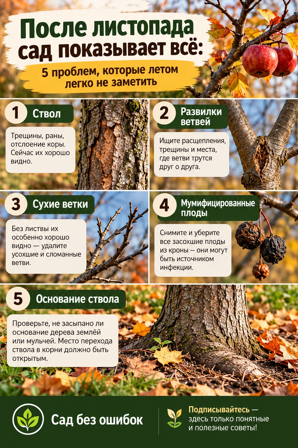 🍎 После листопада сад показывает всё: 5 проблем, которые летом легко не заметить