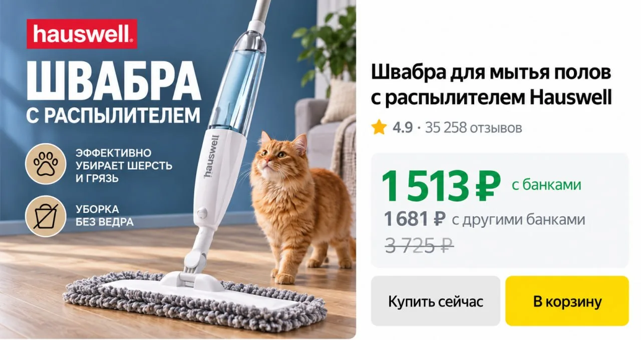 Швабра для мытья полов с распылителем Hauswell