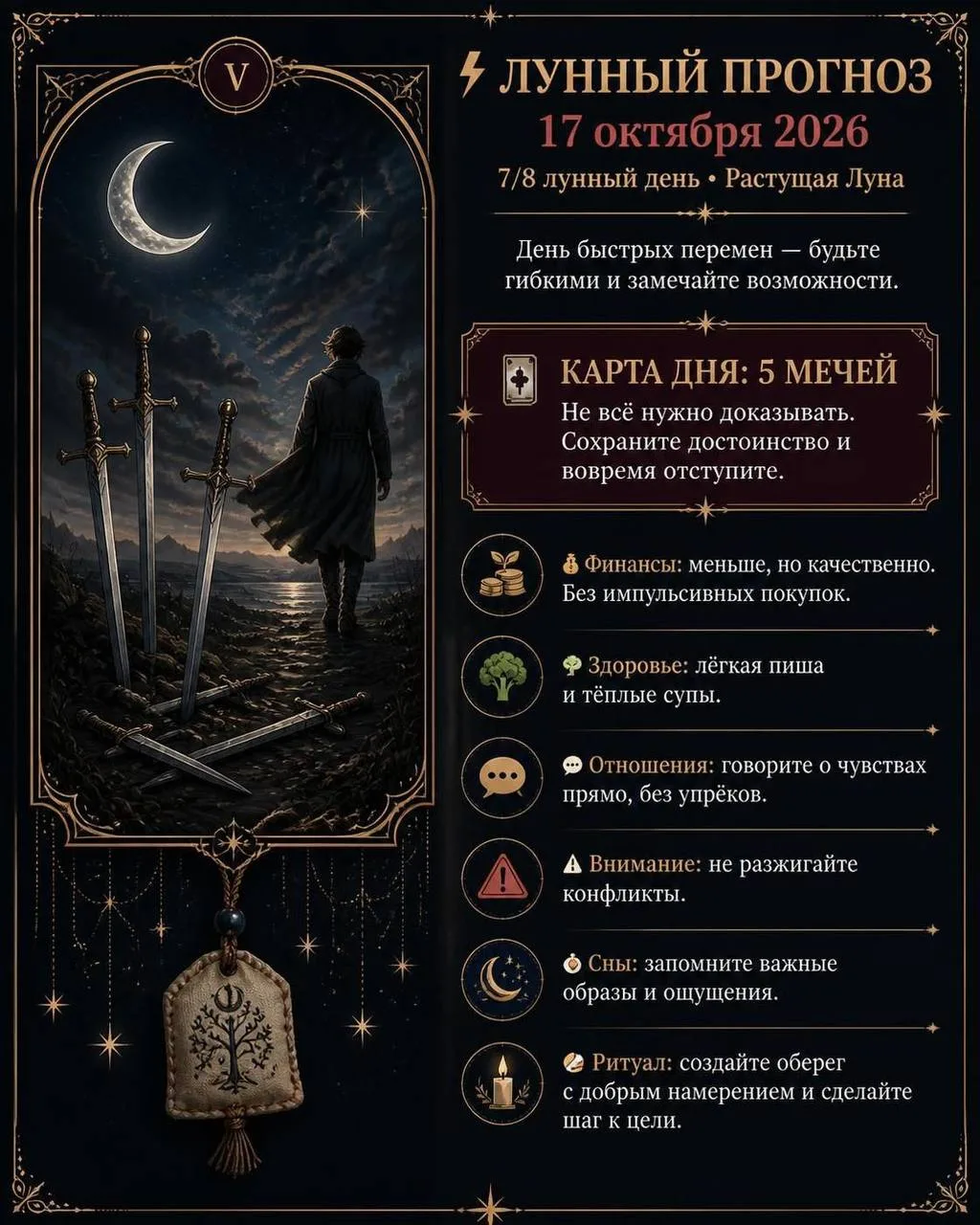 ⚡ ЛУННЫЙ ПРОГНОЗ | 17 октября 2026