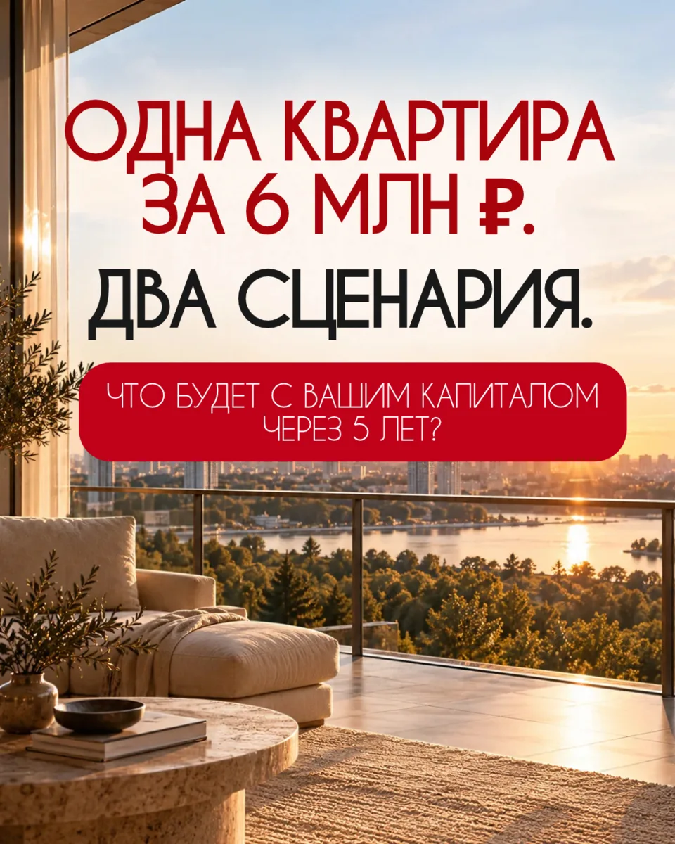 ОДНА КВАРТИРА ЗА 6 МЛН ₽. ДВА СЦЕНАРИЯ. РАЗНИЦА ЧЕРЕЗ 5 ЛЕТ — БОЛЕЕ 5 МЛН ₽.