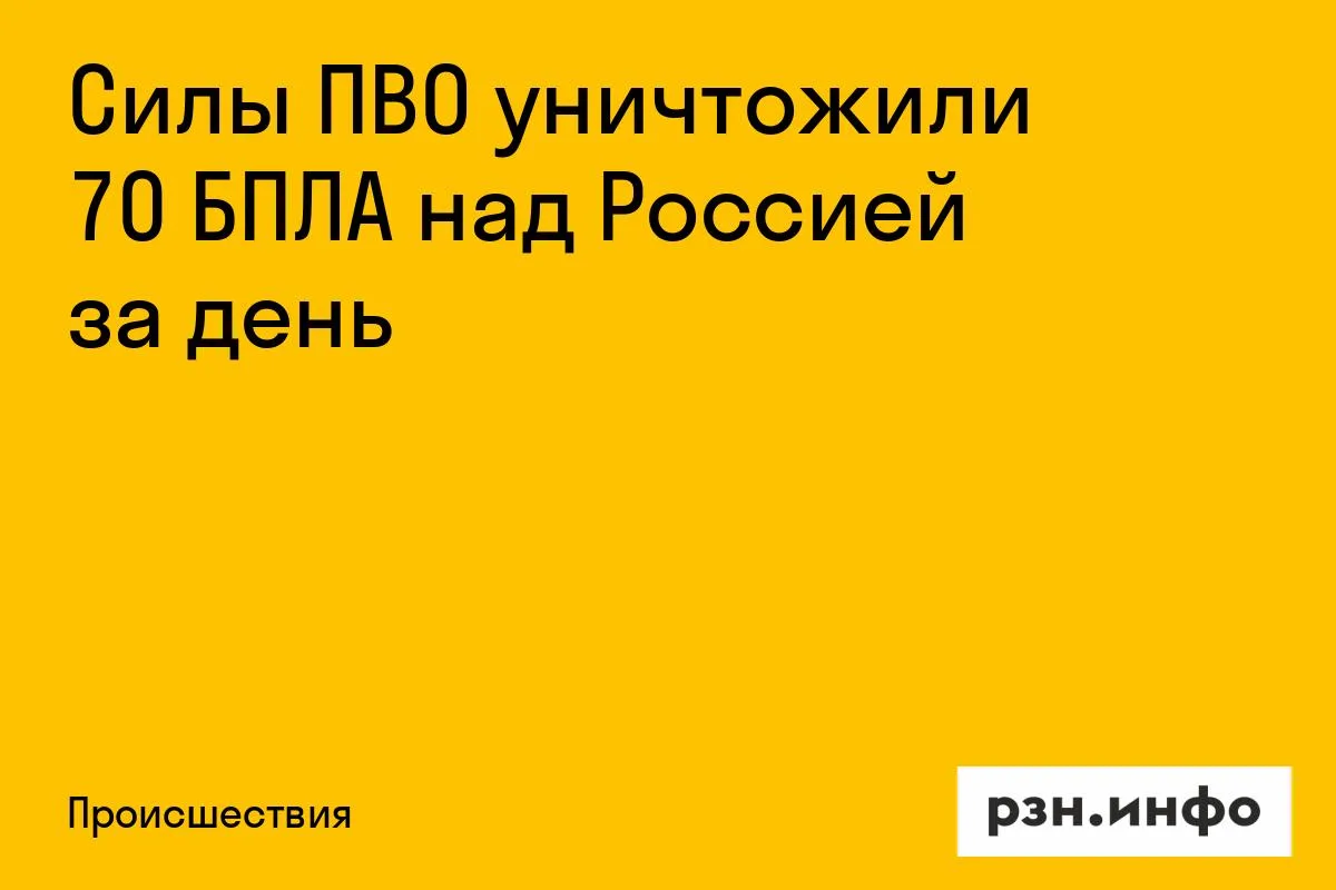 Силы ПВО уничтожили 70 БПЛА над Россией за день