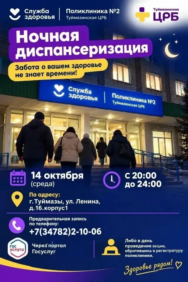 Проверьте здоровье на «Ночной диспансеризации»  🧑‍🔬