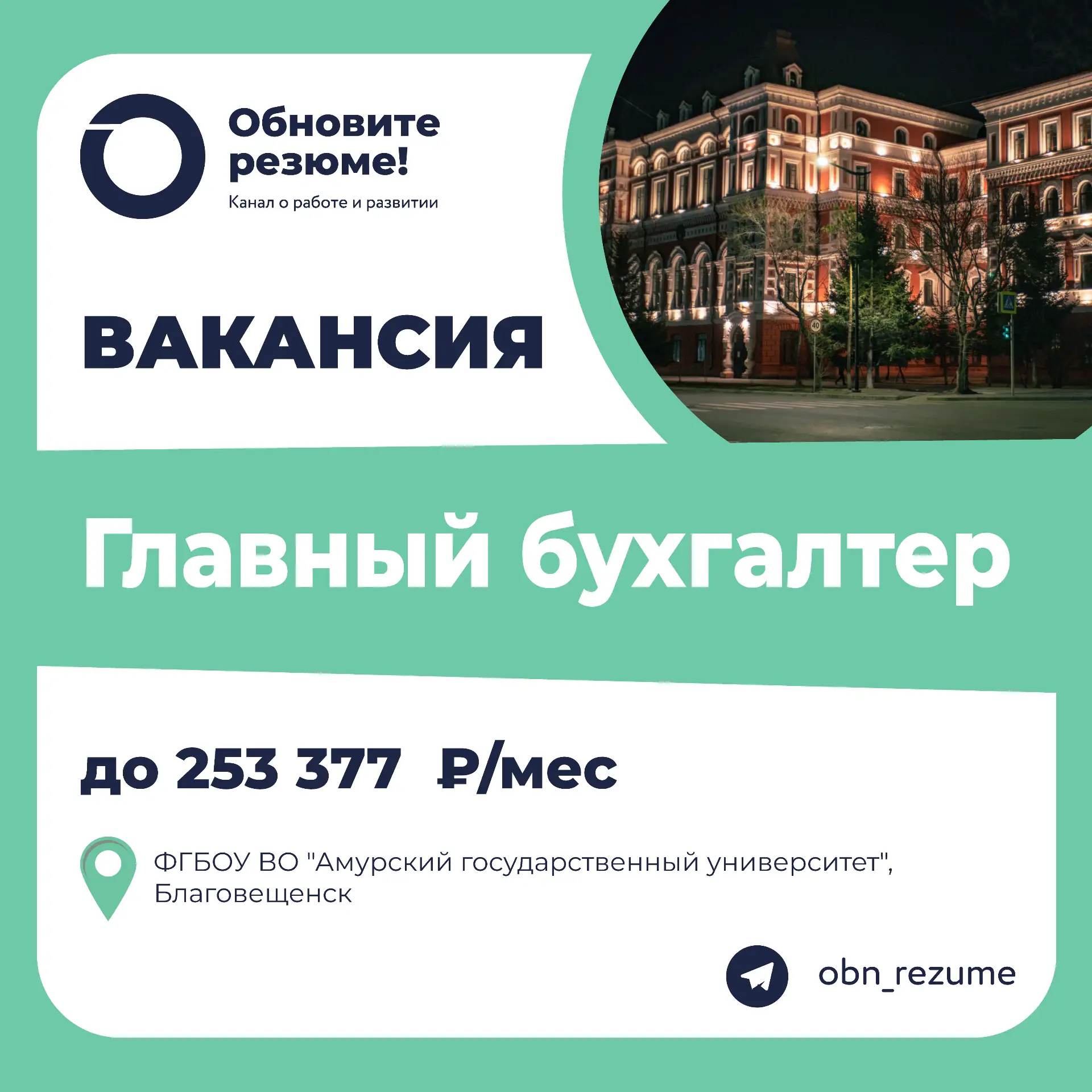 Главный бухгалтер ФГБОУ ВО "Амурский государственный университет", Благовещенск