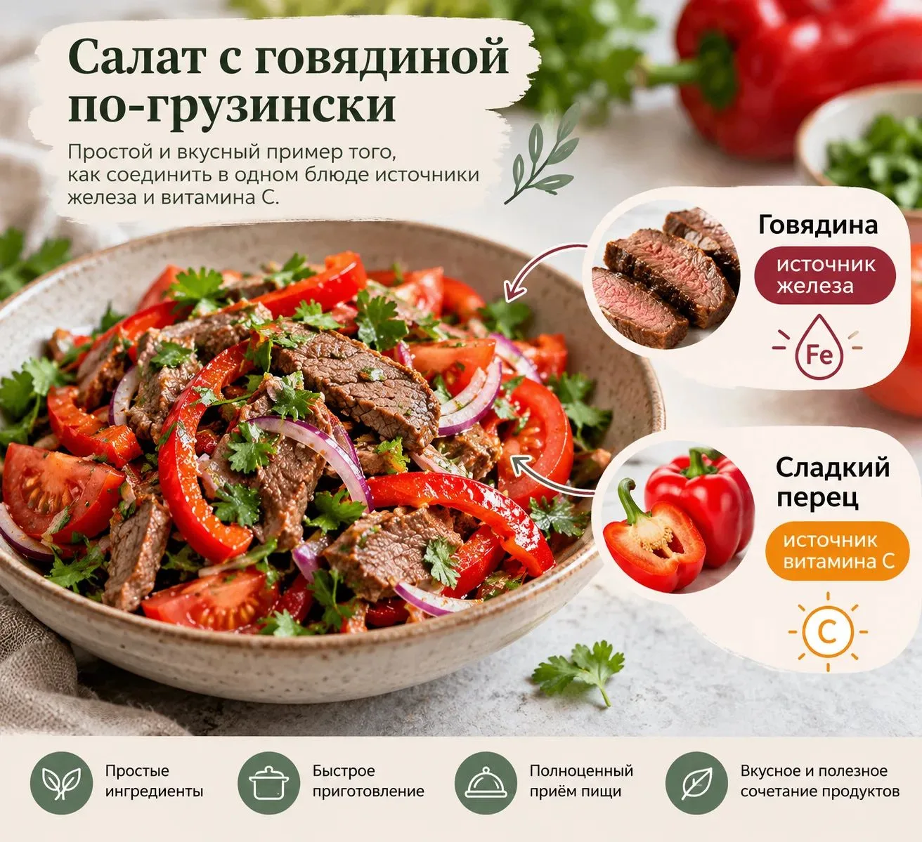 Салат с говядиной по-грузински.