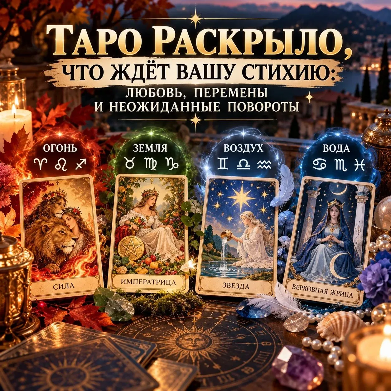 🔮 ТАРО РАСКРЫЛО, ЧТО ЖДЁТ ВАШУ СТИХИЮ: ЛЮБОВЬ, ПЕРЕМЕНЫ И НЕОЖИДАННЫЕ ПОВОРОТЫ