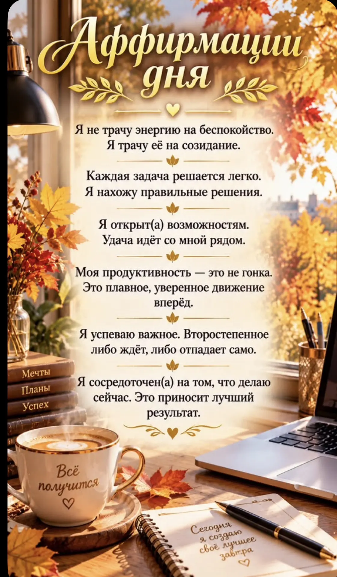 Аффирмации на хороший день и конец недели 🔆✨
