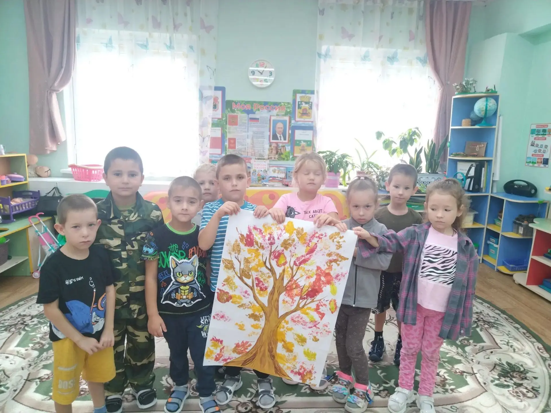 🍂🍁Коллективная работа  с подготовительной  группы  "Осеннее дерево" 🍁🍂