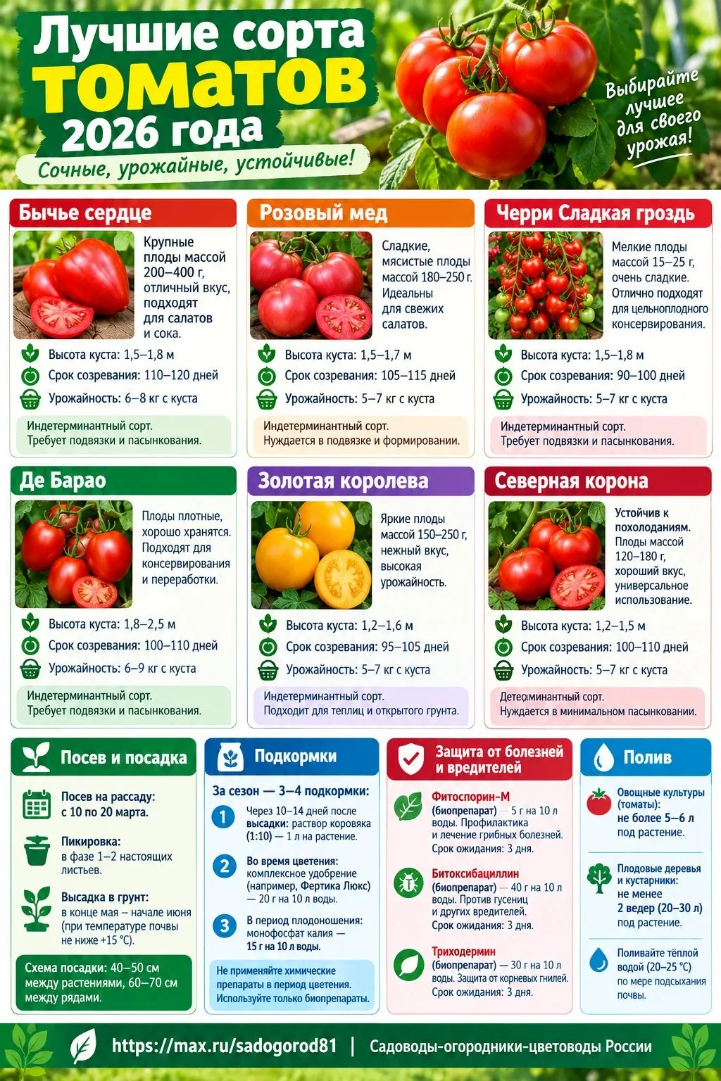 Лучшие сорта томатов 2026 года с кратким описанием 🍅