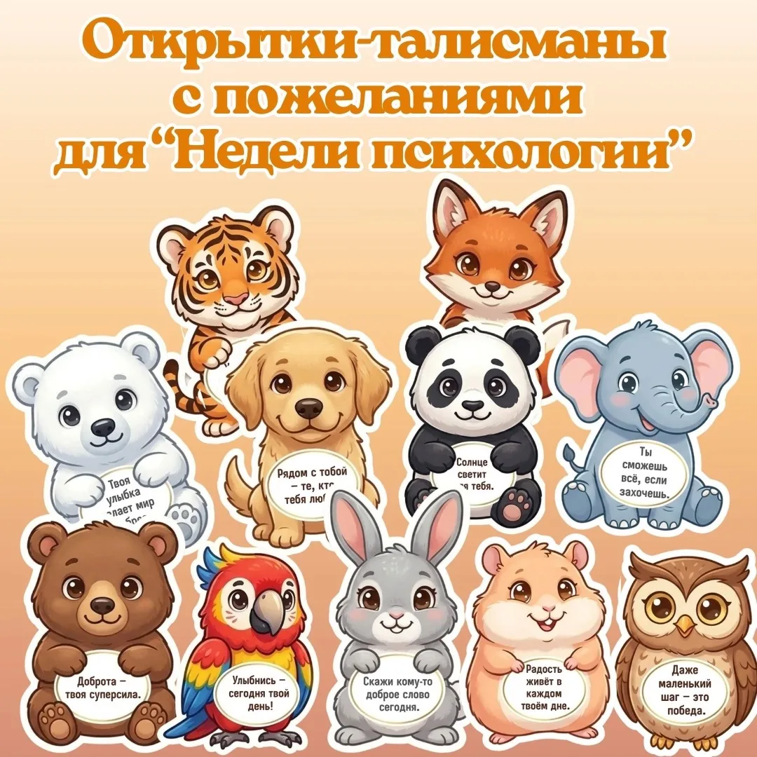 Открытки- талисманы для использования во время проведения "Недели психологии" в школе и...