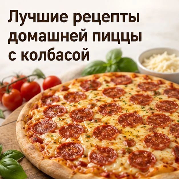 🍕 Домашняя пицца с колбасой — это всегда вкусно и ароматно!