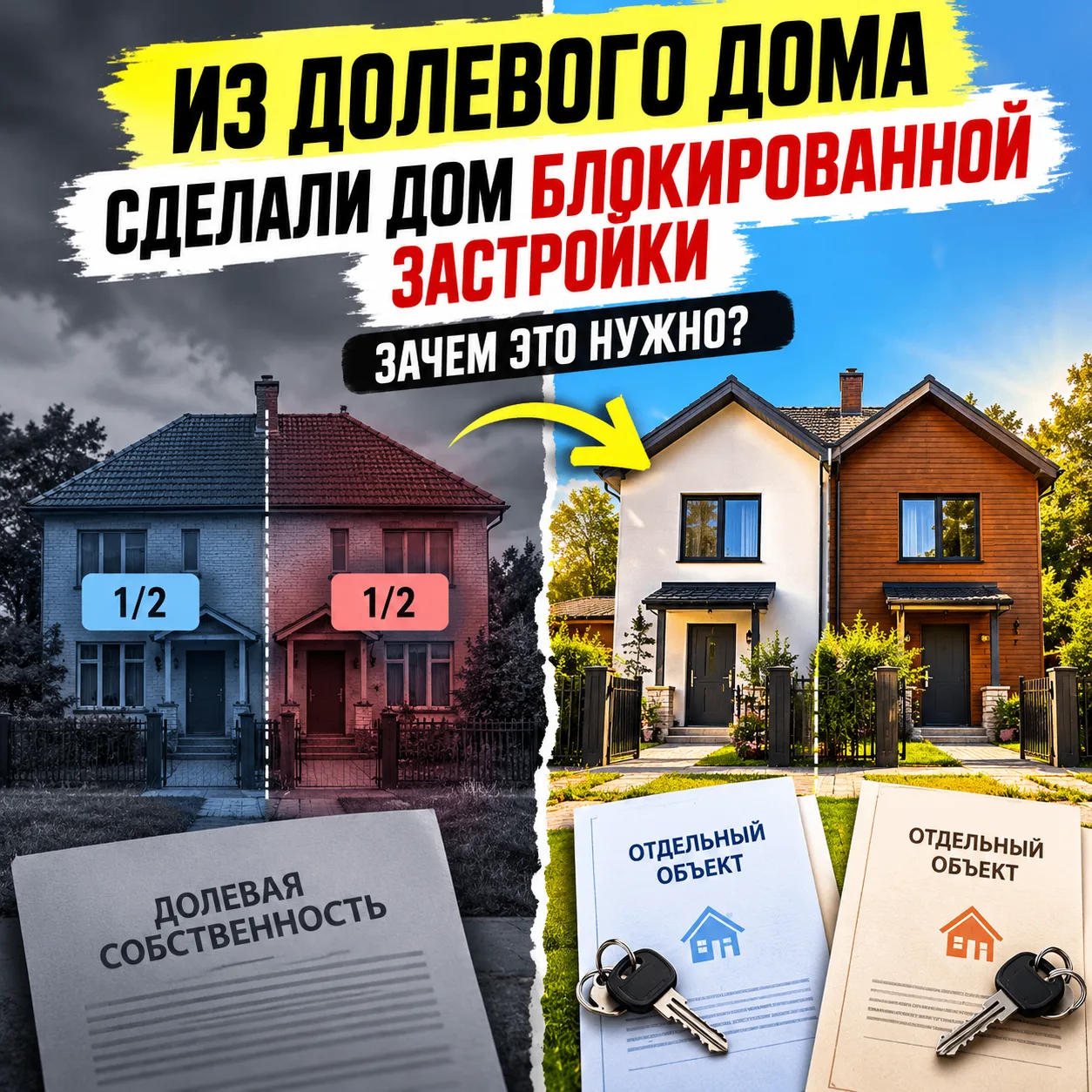 Ошибка 19/100. Не переводить дом из долевого в блокированный.