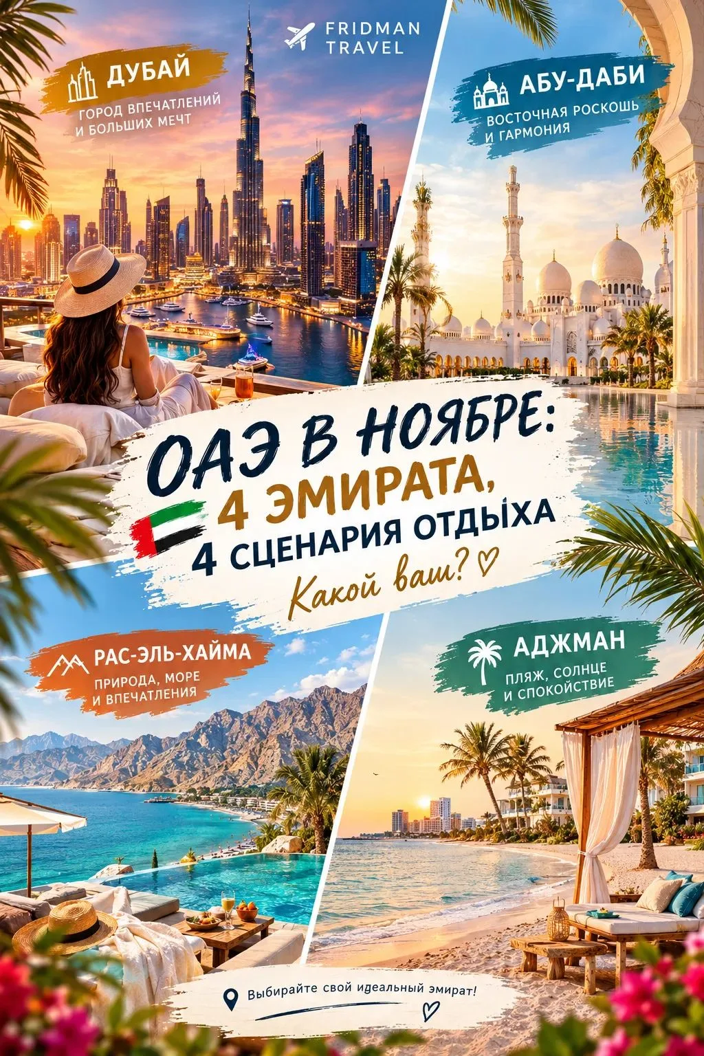 🇦🇪 ОАЭ В НОЯБРЕ: 4 ЭМИРАТА, 4 СЦЕНАРИЯ ОТДЫХА. КАКОЙ ВАШ? 😍