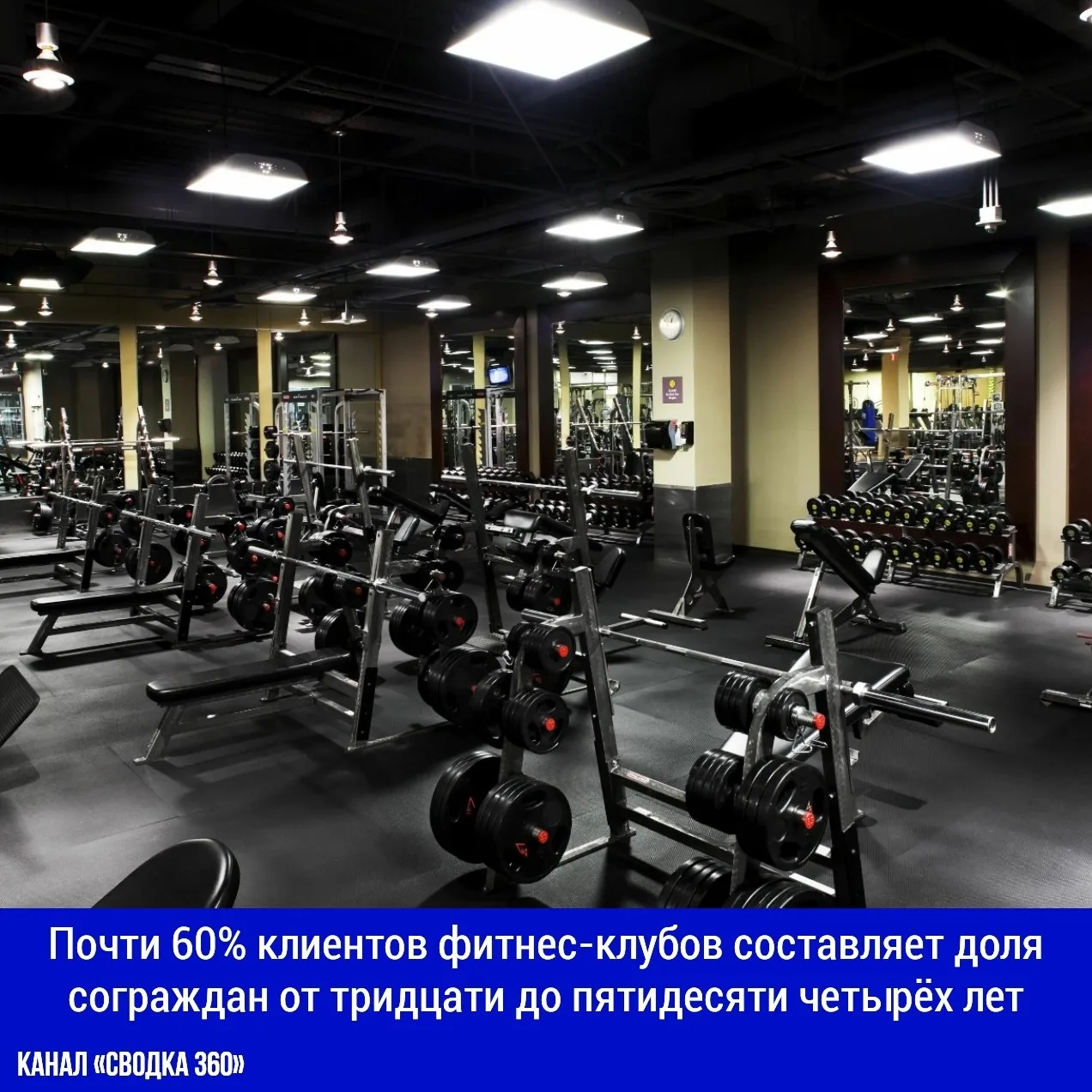 Почти 60% клиентов фитнес-клубов составляет доля сограждан от тридцати до пятидесяти че...