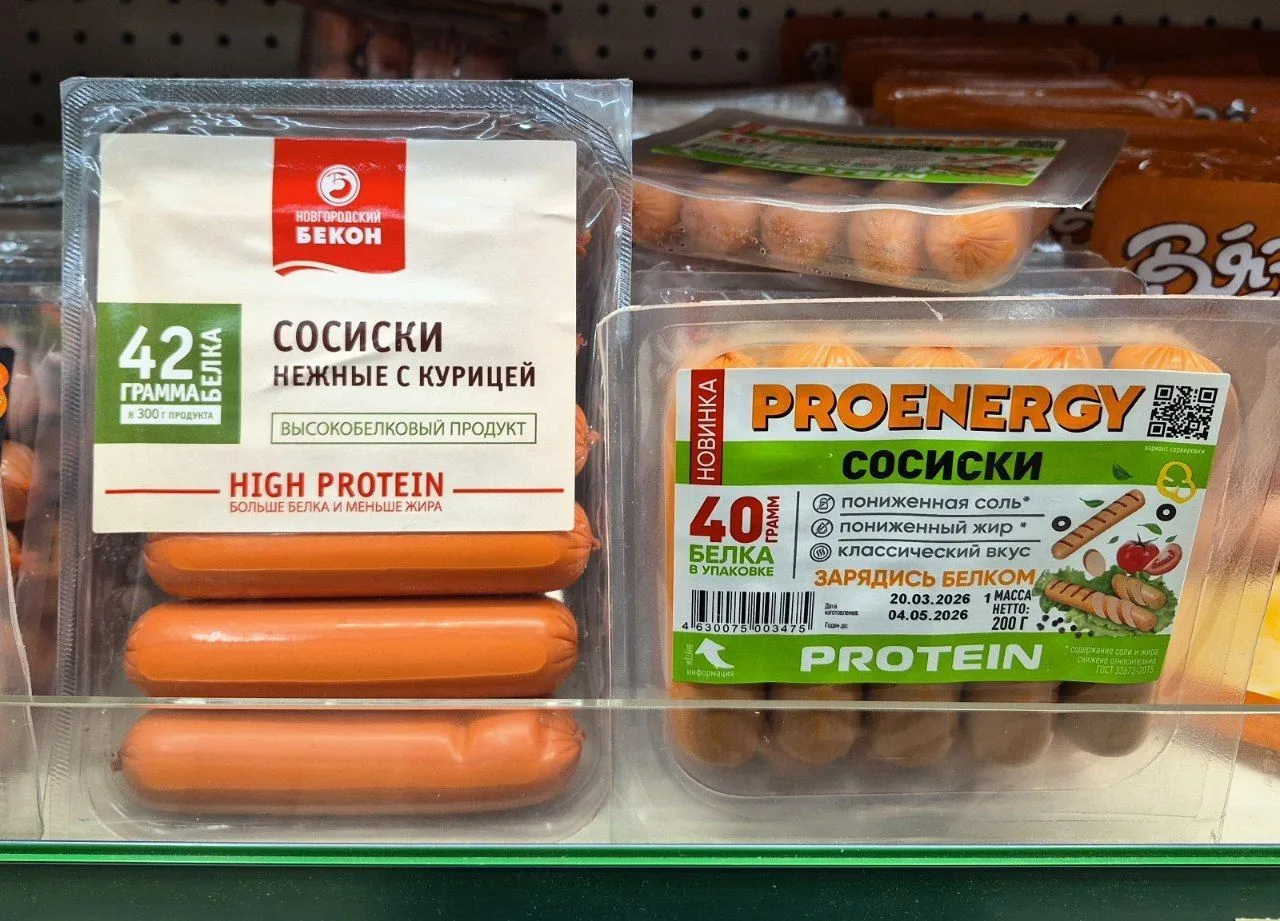 Продажи продуктов питания, у которых в названии есть слово протеин, за первое полугодие...