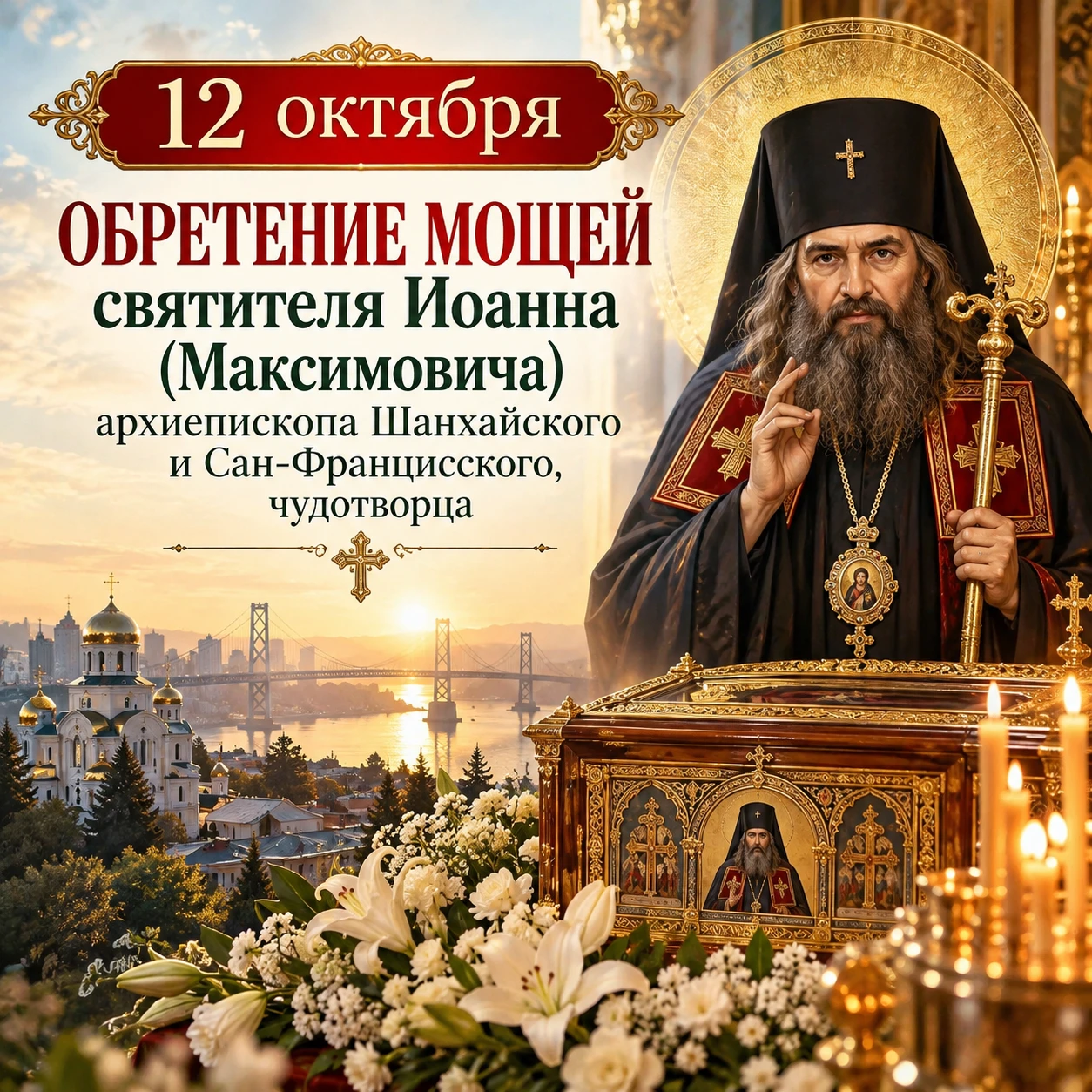 12 октября — Обретение мощей святителя Иоанна (Максимовича), Шанхайского и Сан-Францисс...