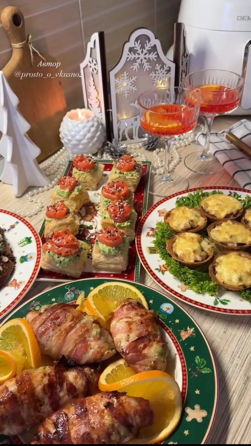 🎄 Тарталетки с копченой курицей и шампиньонами