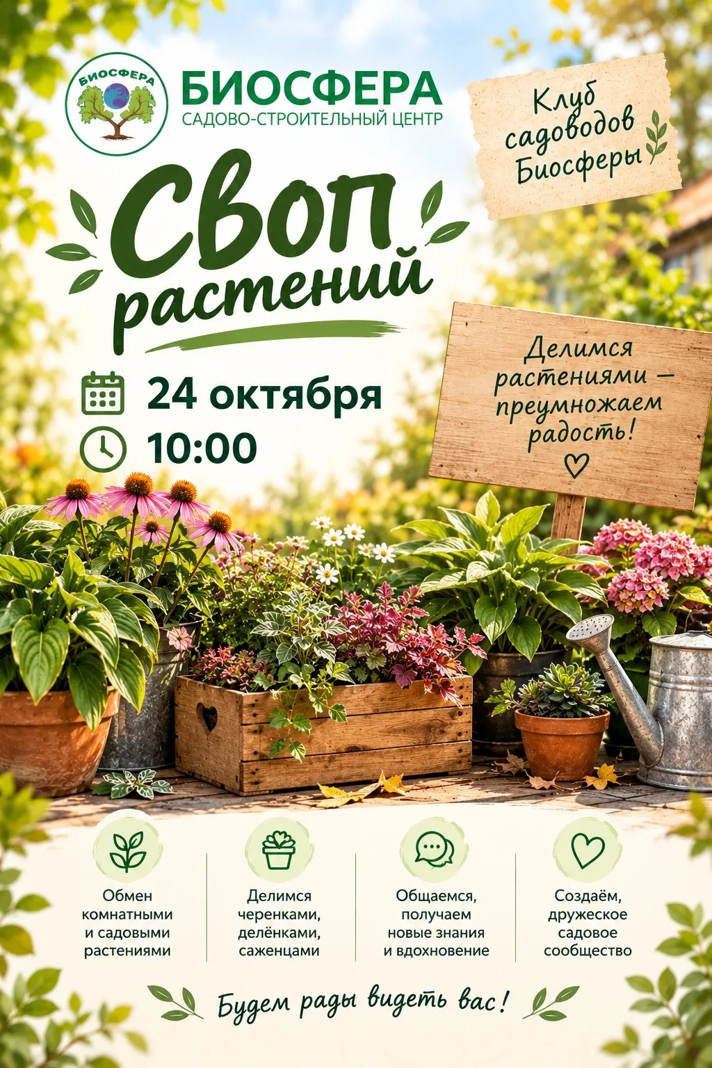 🌿🪴 СВОП РАСТЕНИЙ В «БИОСФЕРЕ»! ПРИГЛАШАЕМ ВСЕХ!