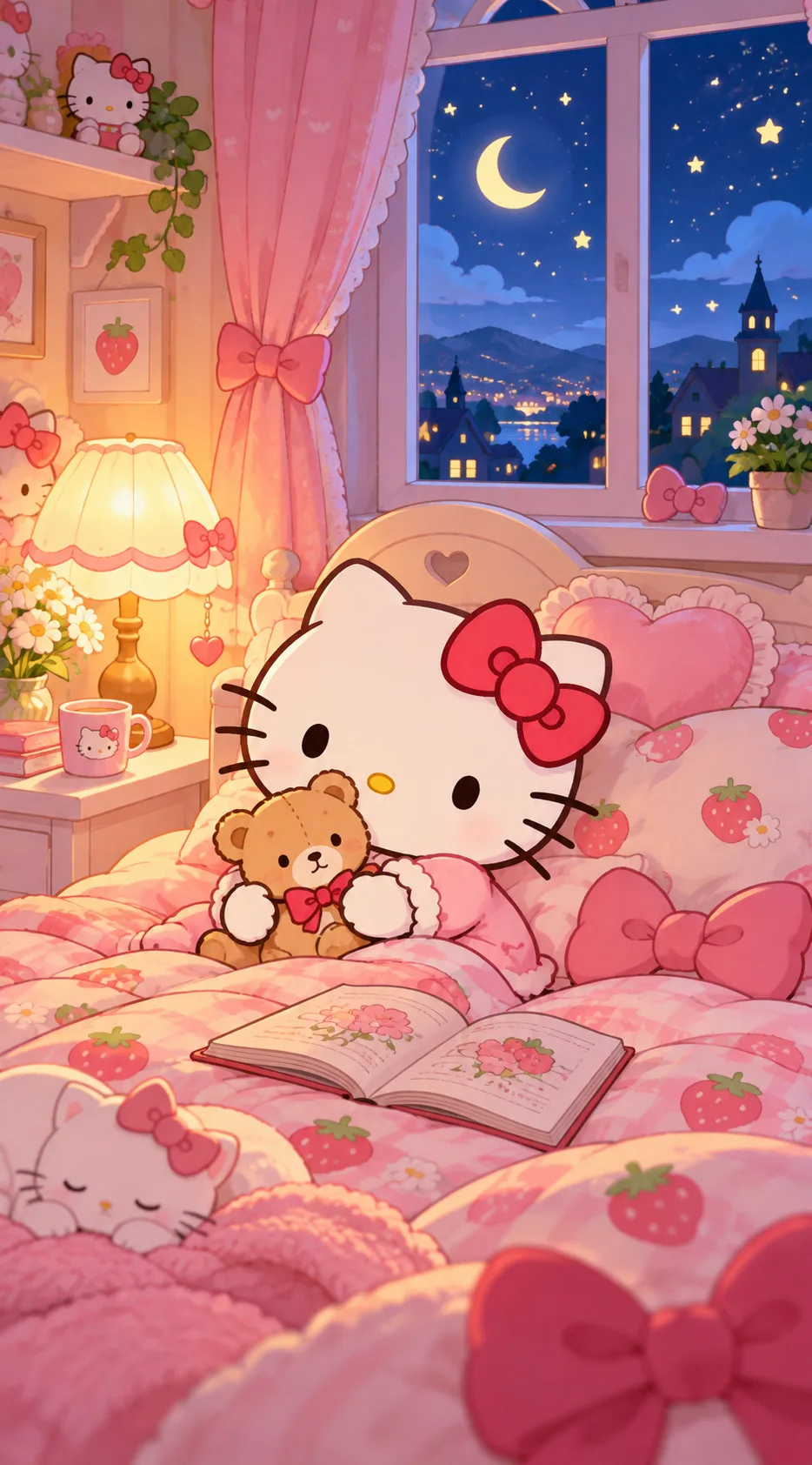 Обои на телефон в стиле Hello Kitty (Хелло Китти).