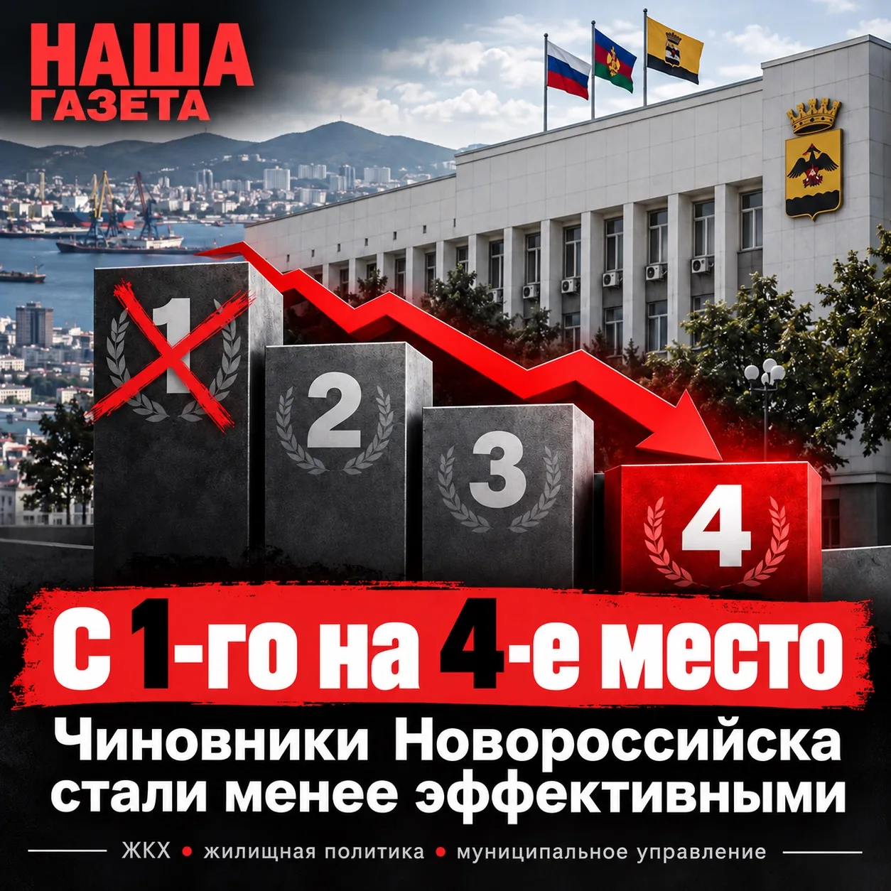 Из лидеров на четвёртое место: чиновники Новороссийска стали менее эффективными
