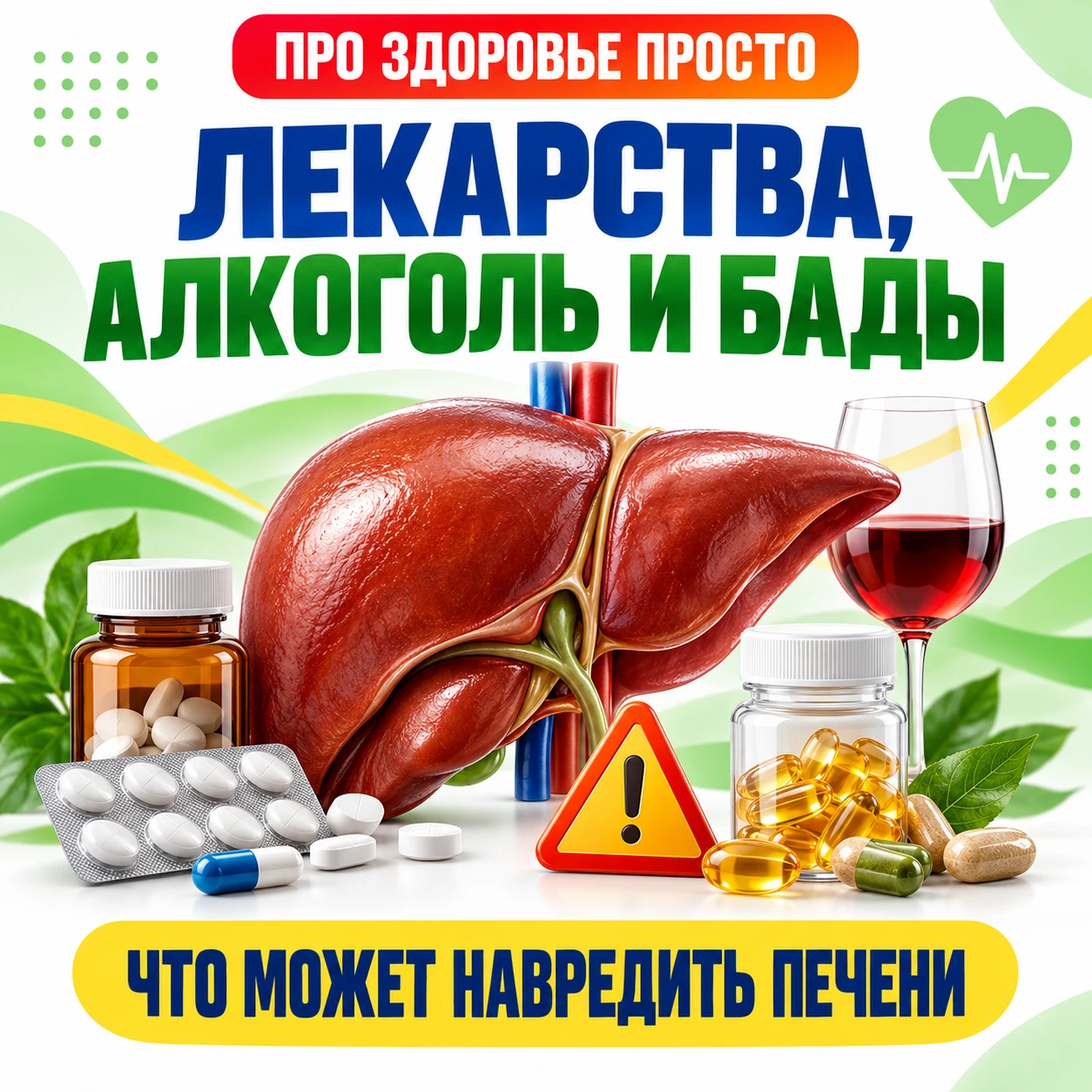 💊 Лекарства, алкоголь и БАДы: что способно навредить печени