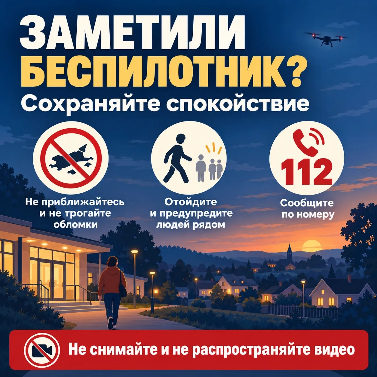 🚨 Если заметили беспилотник — сохраняйте спокойствие