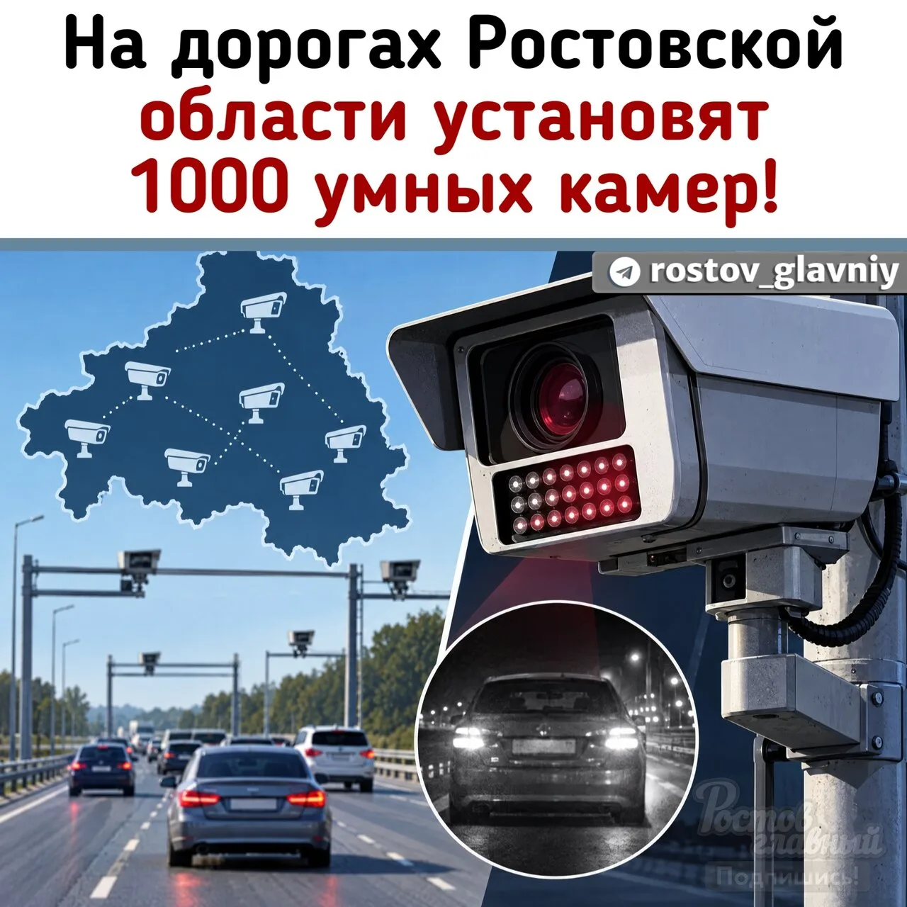 📸 На дорогах Ростовской области поставят 1000 умных камер!