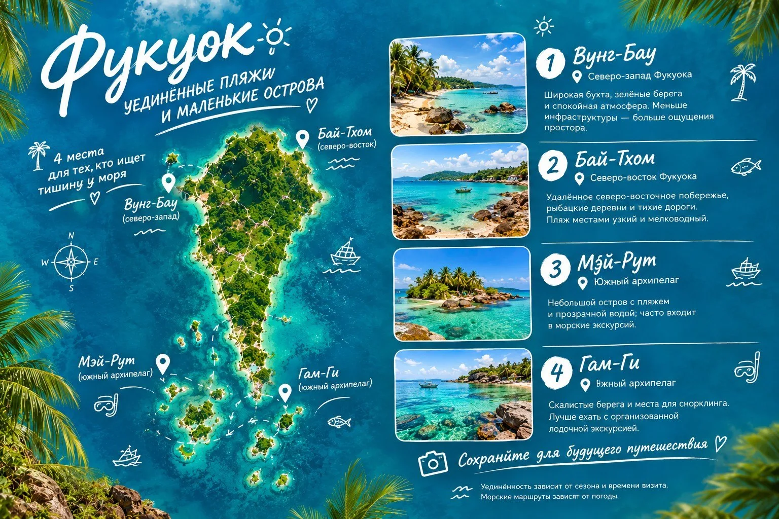 🌴 Фукуок: уединённые пляжи и маленькие острова, ради которых хочется свернуть с маршрута