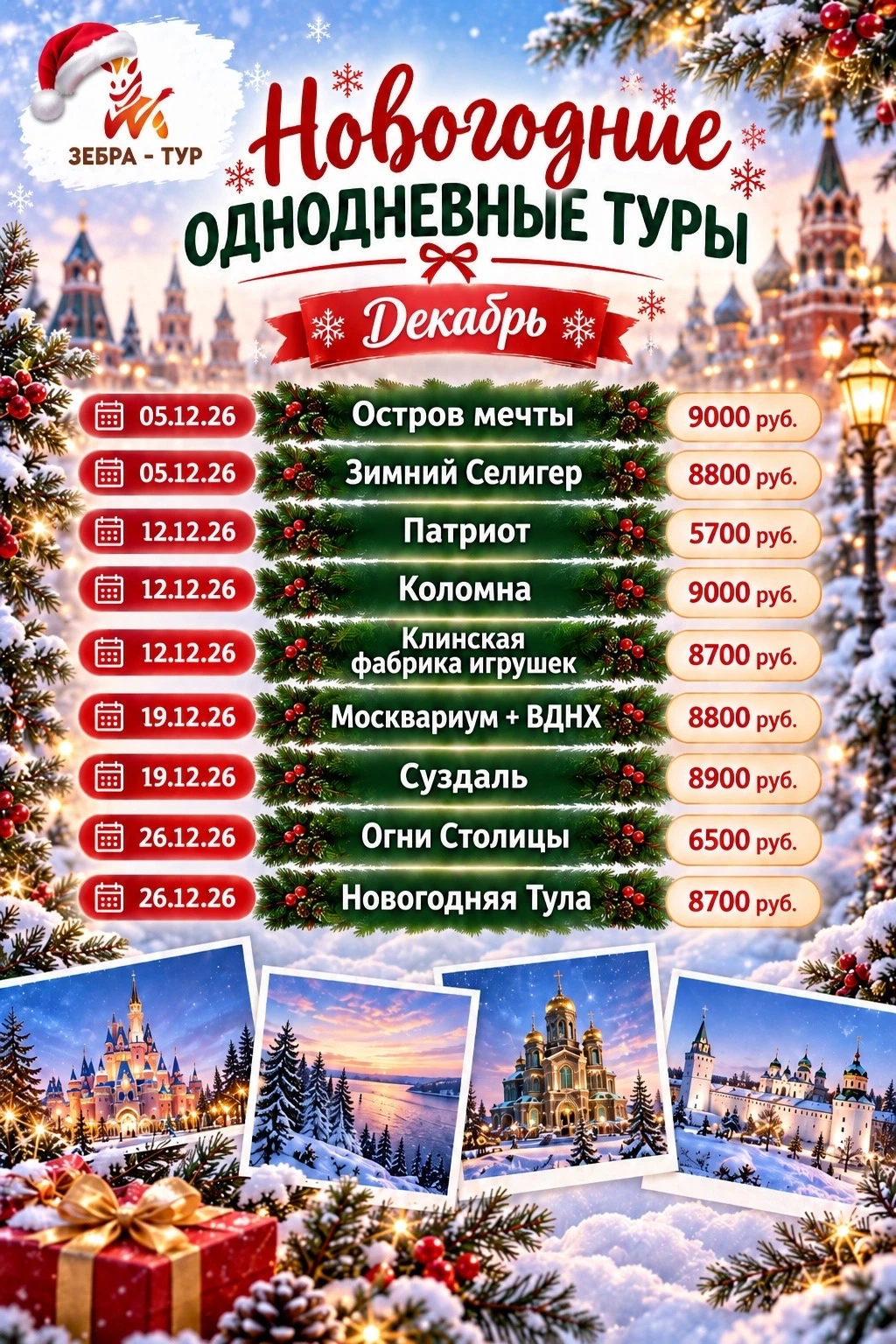 Новогодние однодневные поездки 🎄
