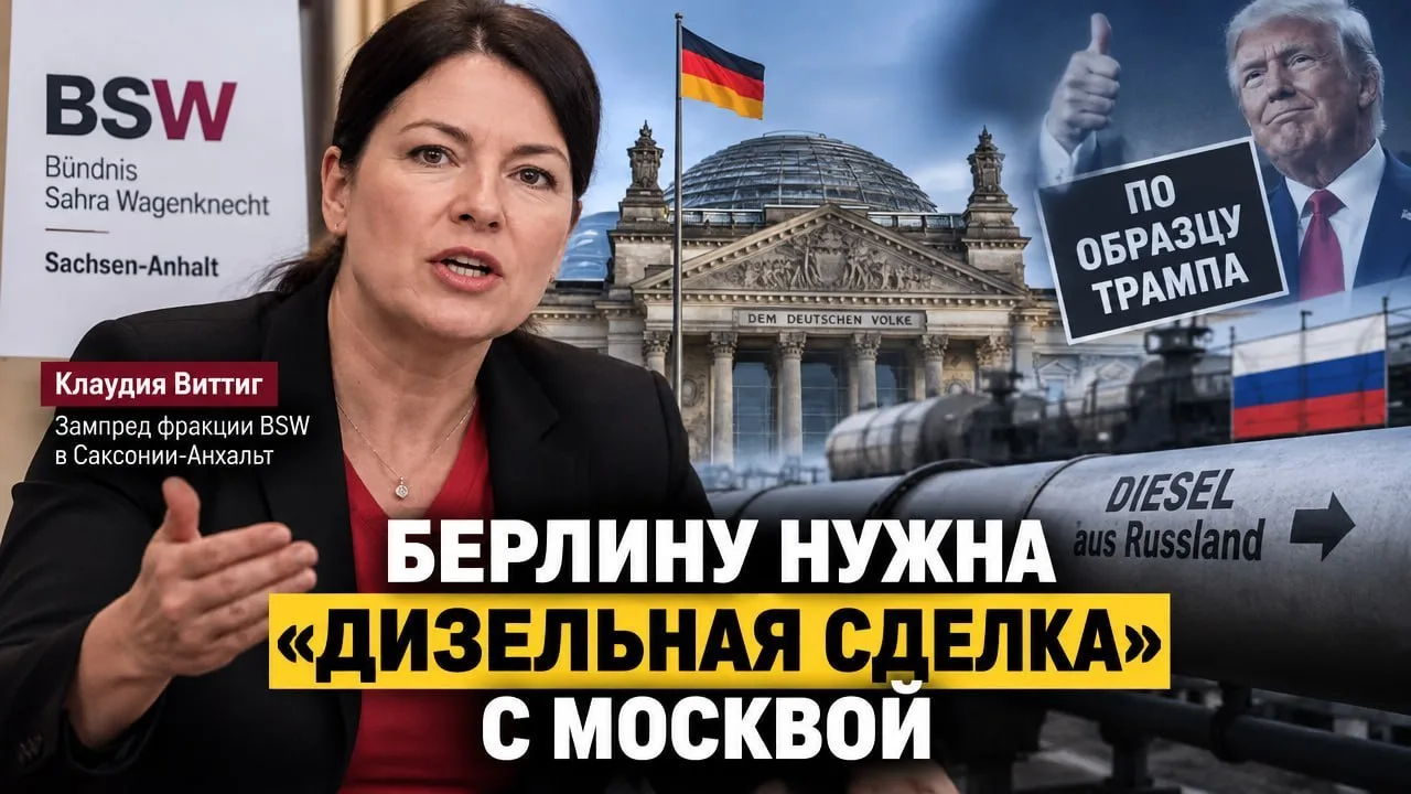 🇩🇪 АдГ и BSW требуют от Берлина «дизельной сделки» с Москвой, ссылаясь на пример Трампа