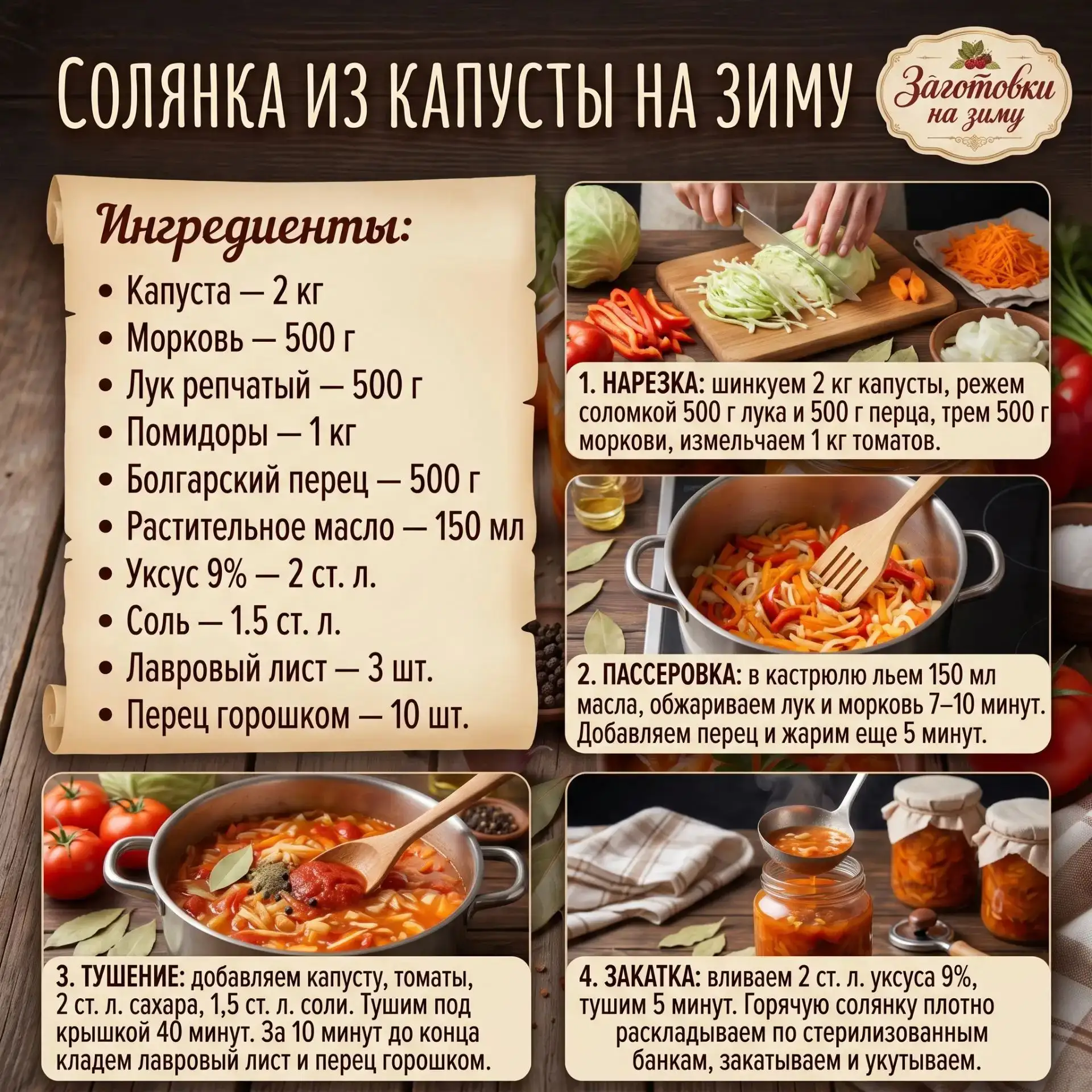 🥬Простой рецепт солянки на зиму