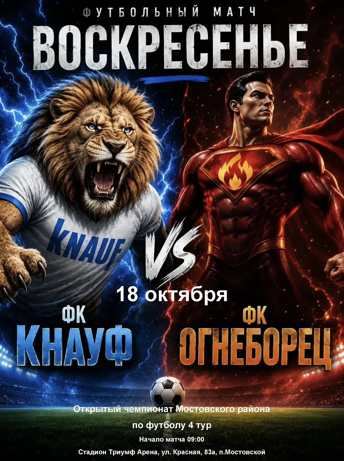 ⚽️ «КНАУФ» против «Огнеборца»: 18 октября в Мостовском грянет футбольная битва