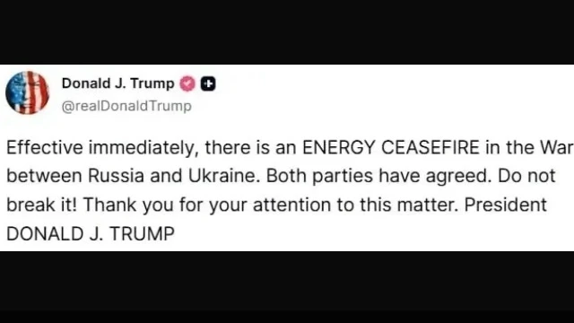 Дональд Трамп в своих социальных сетях объявил о начале энергетического перемирия между...