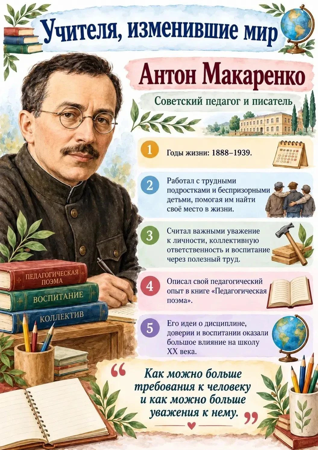 🛠️ Учителя, изменившие мир: Педагогическая неделя и наследие Антона Макаренко 📖