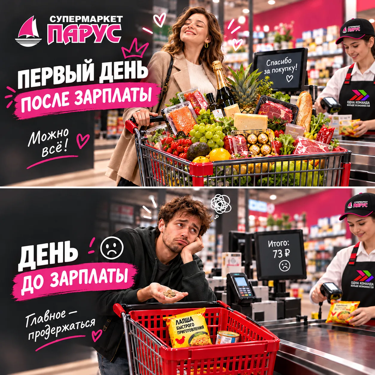 После зарплаты — корзинка мечты.