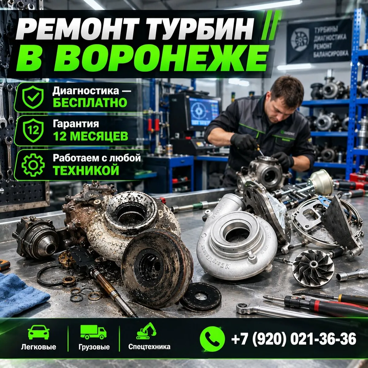 Ремонт турбин в Воронеже — с гарантией 12 месяцев