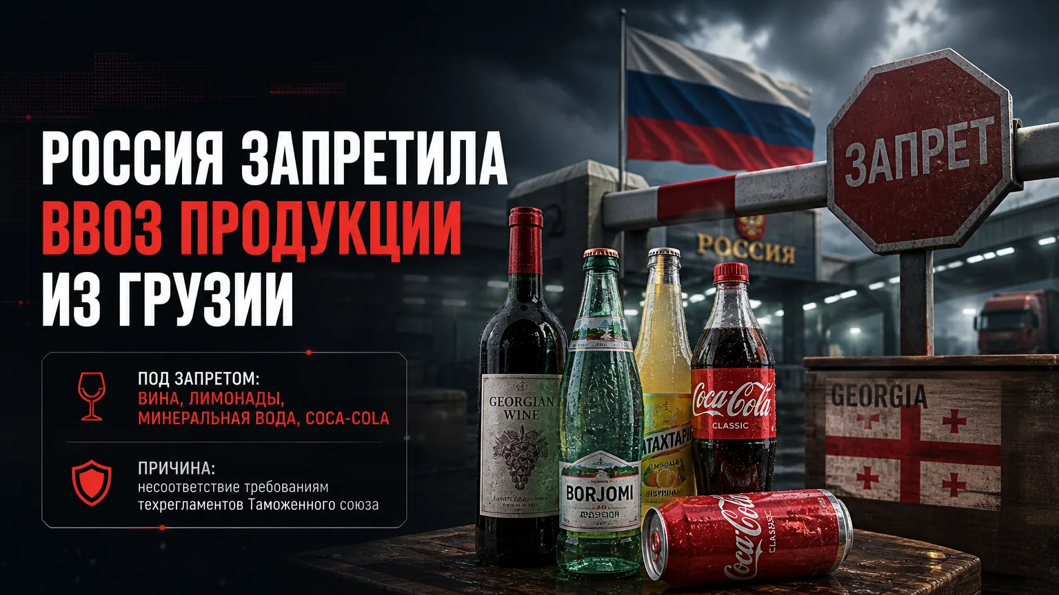 🚫 Россия запретила ввоз вин, лимонадов, минеральной воды и Coca-Cola из Грузии